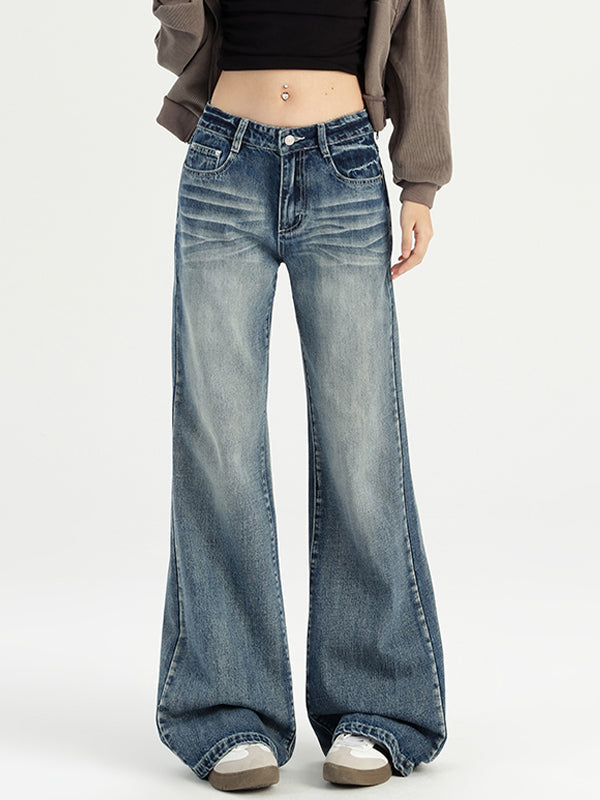 Vintage Washed Loose Flare Jeans