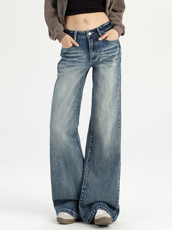 Vintage Washed Loose Flare Jeans
