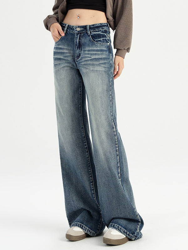 Vintage Washed Loose Flare Jeans