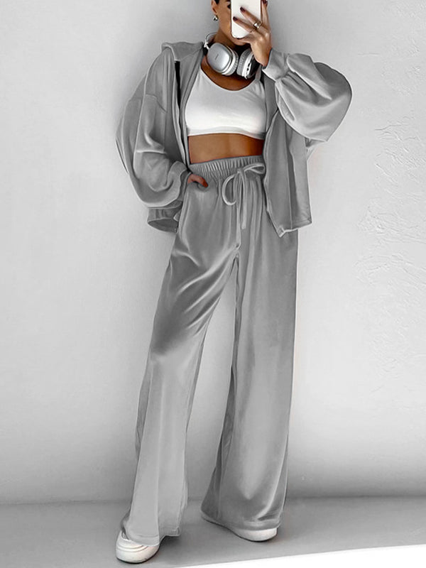 Golden Velvet European Fashion Two Piece Sets