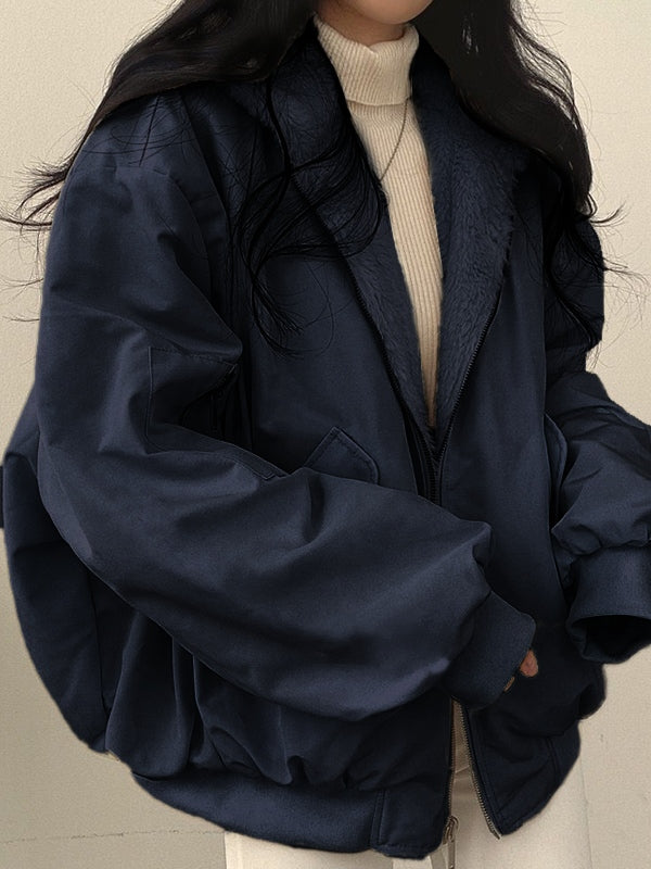 Reversible Oversize Fleece Hooded Jacket