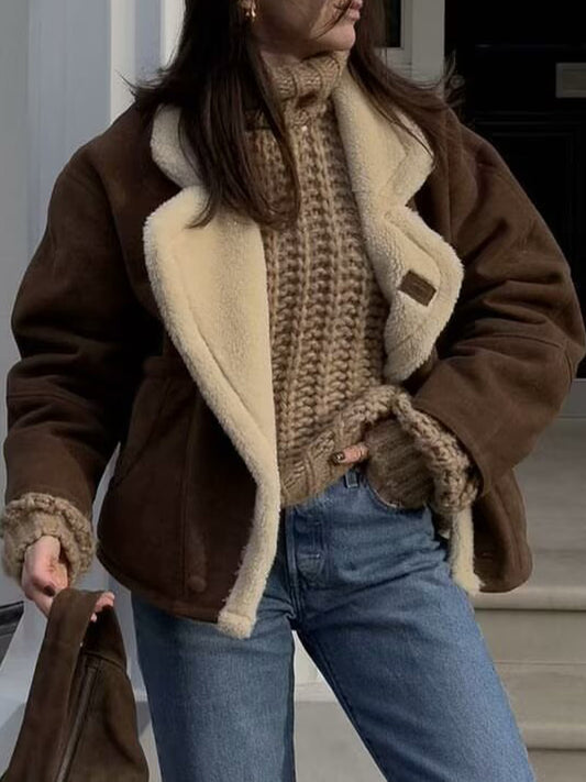 Warm Retro Lambskin Coat Jackets