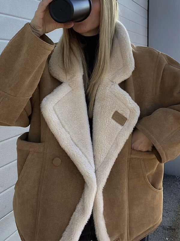 Warm Retro Lambskin Coat Jackets