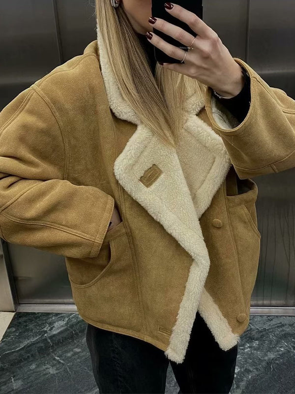 Warm Retro Lambskin Coat Jackets