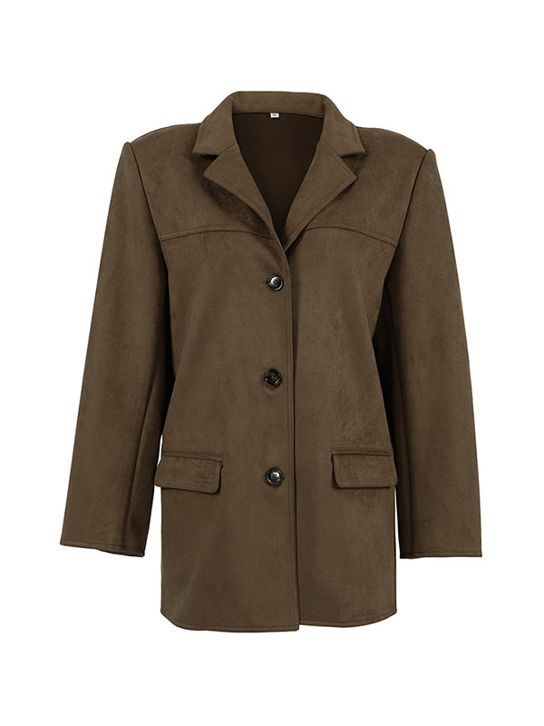 Nubuck Vintage Lapel Loose Suede Jackets