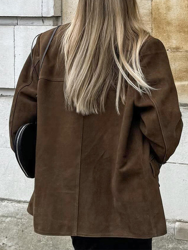 Nubuck Vintage Lapel Loose Suede Jackets