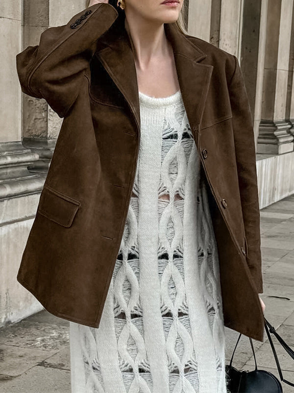 Nubuck Vintage Lapel Loose Suede Jackets