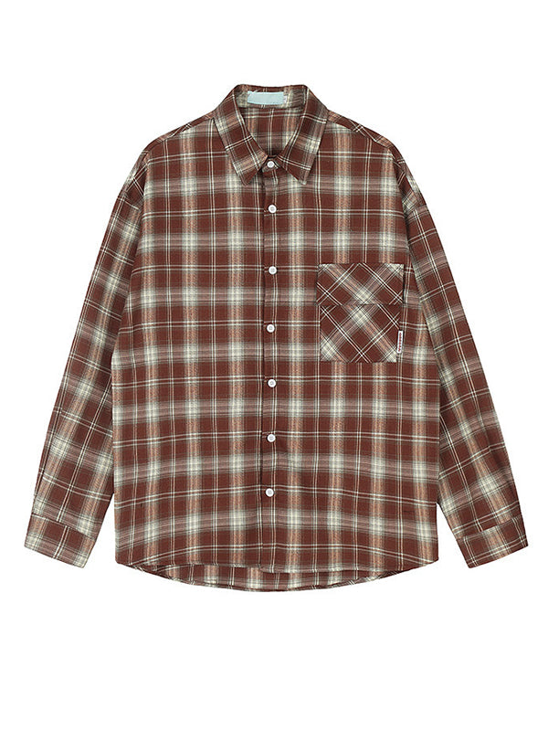 Vintage Plaid Long Sleeves Shirts