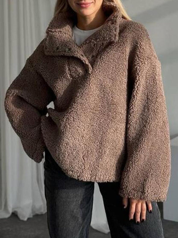 Shearling Collar Oversized Sweaters