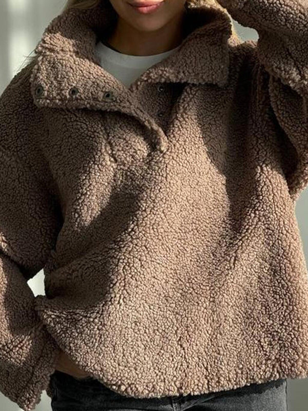 Shearling Collar Oversized Sweaters
