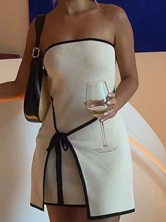 Slim Fit Knit Sleeveless Tube Dresses