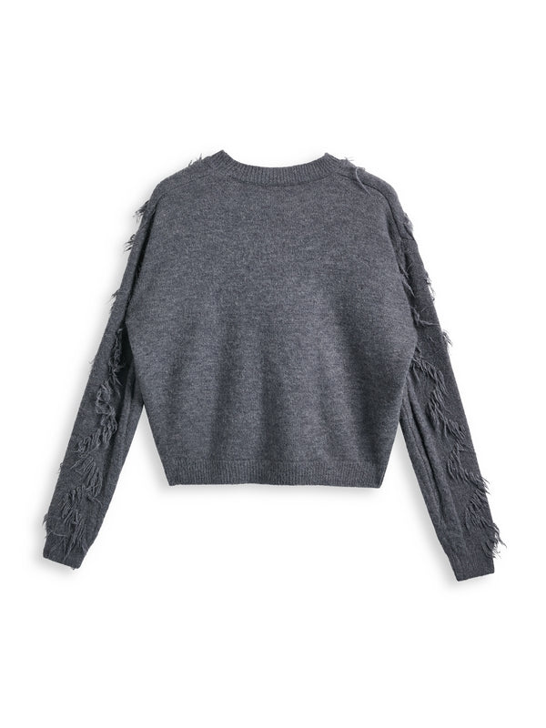 Solid Tassel Cable Knit Sweaters