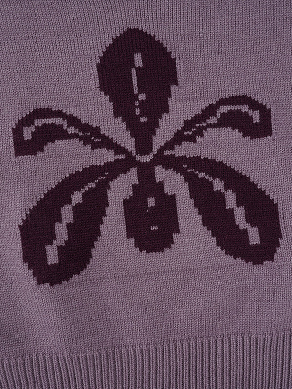 Flower Vintage Round Neck Knitted Sweaters