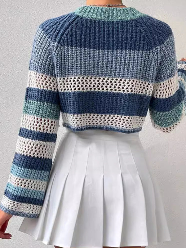 Stripe Print Oversized Sweaters