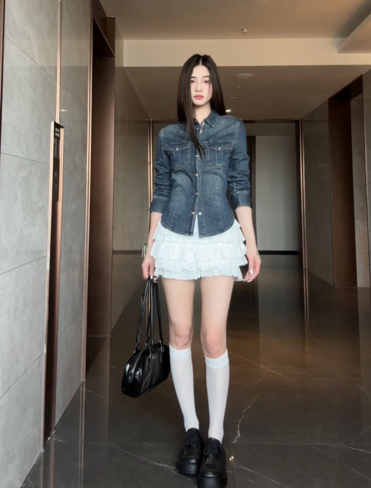 Elegant Slim-Fit Denim Shirts