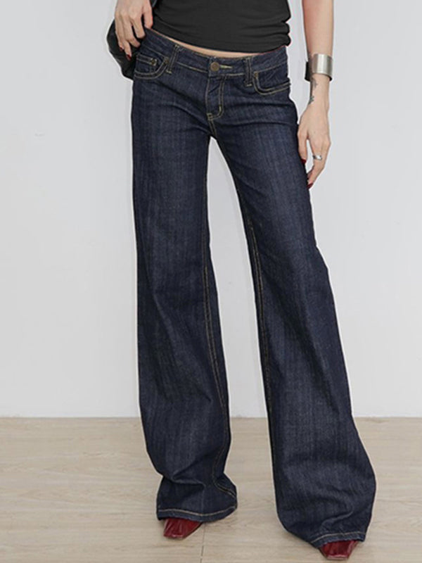 Vintage Letter Embroidery Low Waist Boyfriend Jeans